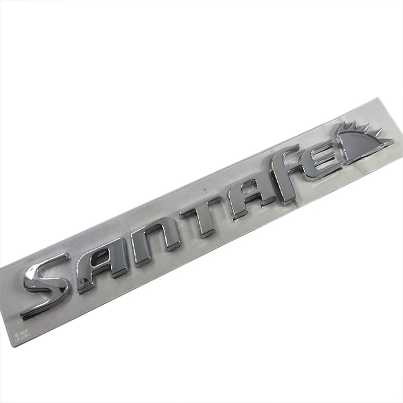 1x ABS Chrome SANTAFE Letter Logo Auto Trunk Lid Emblem Badge Stiker Decal Pengganti HYUNDAI SANTAFE