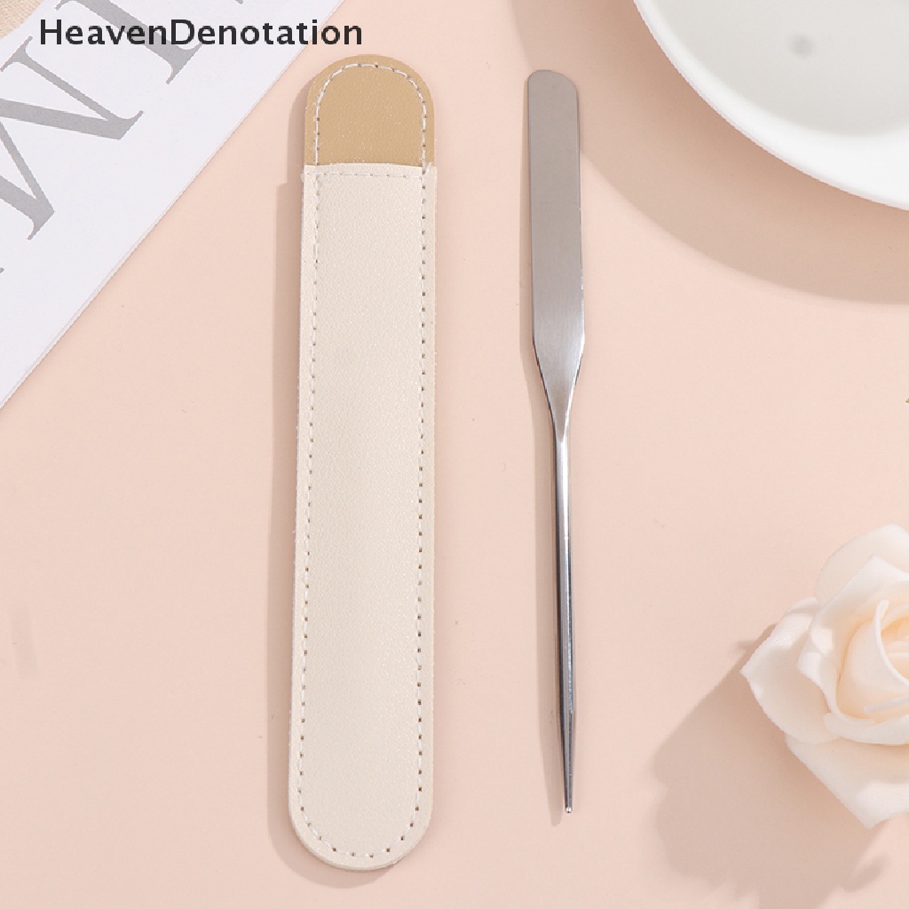 [HeavenDenotation] Spatula Toner Makeup Kepala Ganda Bahan Stainless Steel Dengan Tongkat Pencampur Tas PU HDV