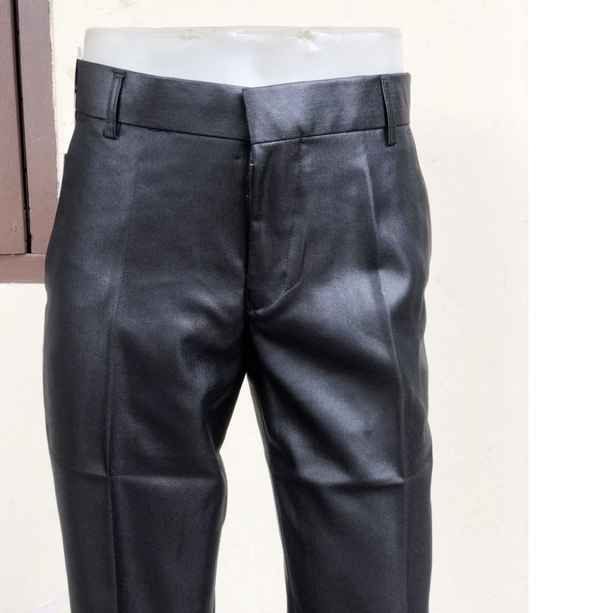 ♠ celana bahan dasar mengkilap slimfit pria / celana formal metalik pria slimfit ✮