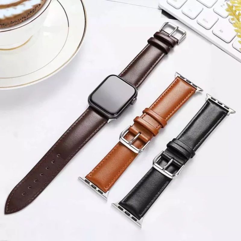 Strap Watch Kulit Leather Coklat Hitam SmartWatch 44 42 40 38mm  Ultra T900