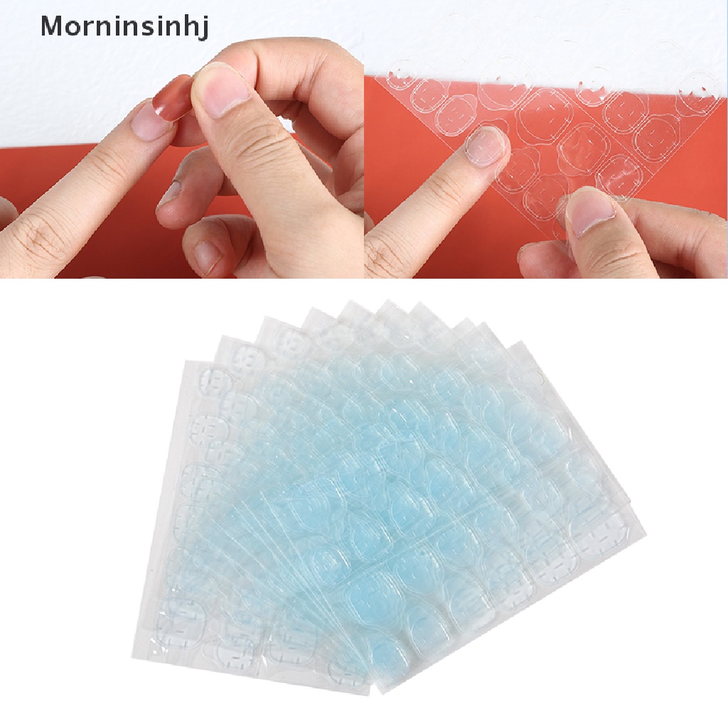 Mornin 1/10pcs Nail Tips Transparan Dua Sisi Self Adhesive Stiker Ekstensi Lem id