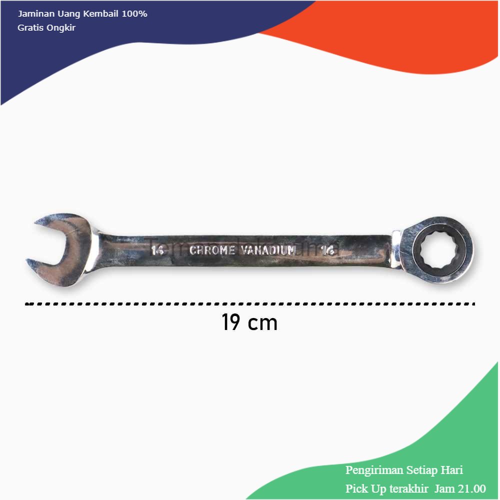 TD - HTA SAIKE Kunci Pas Ring Ratchet Kombinasi Chrome Vanadium - CV72