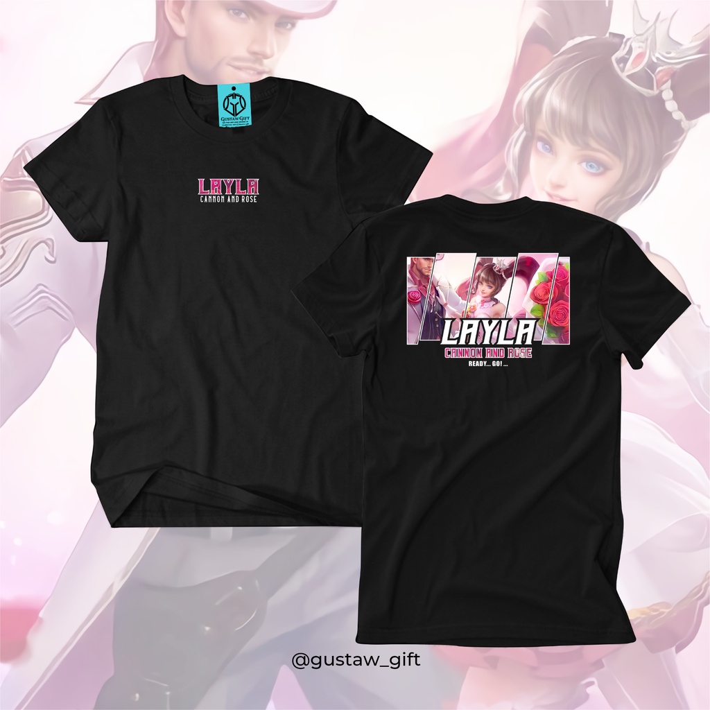 GG T-Shirt LAYLA Valentine Skin Cannon And Rose Mobile Legends Kaos Custom Katun Slim-fitting