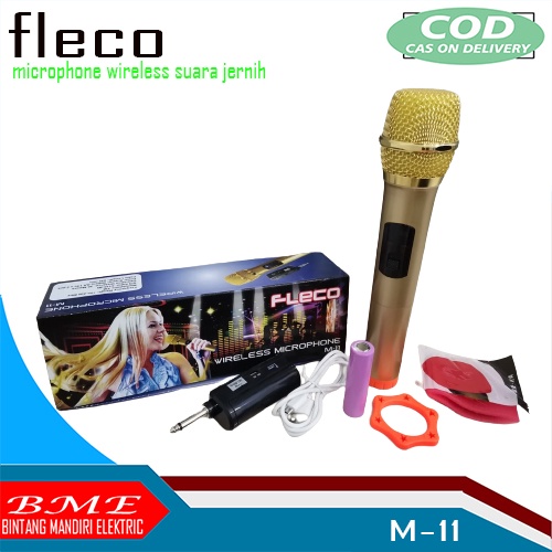 Microphone Wireless single terbaru Fleco M-11 mic wireless single//Mic Karaoke//Mic wireless//Mic Sa