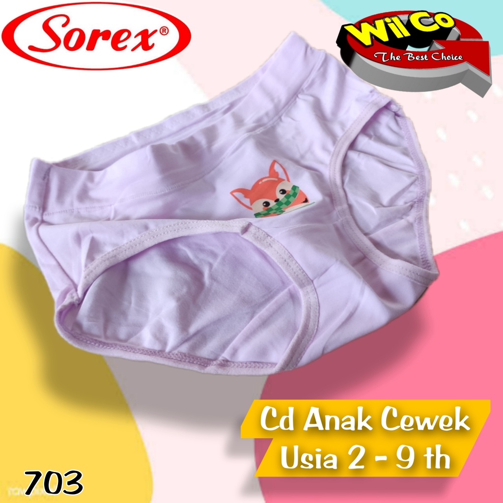 K703T - (HARGA PER 3 PCS) CELANA DALAM ANAK PEREMPUAN SOREX USIA 2 - 9 TH