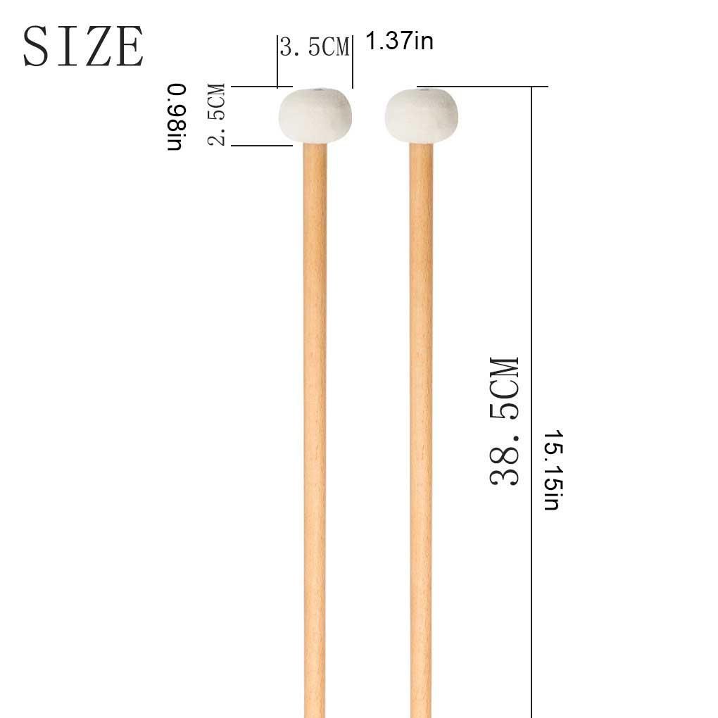 Huit 2pcs Tuning Palu Timpani Palu Tahan Aus Drumstik Perkusi Jerat Drum Alat Musik Aksesoris