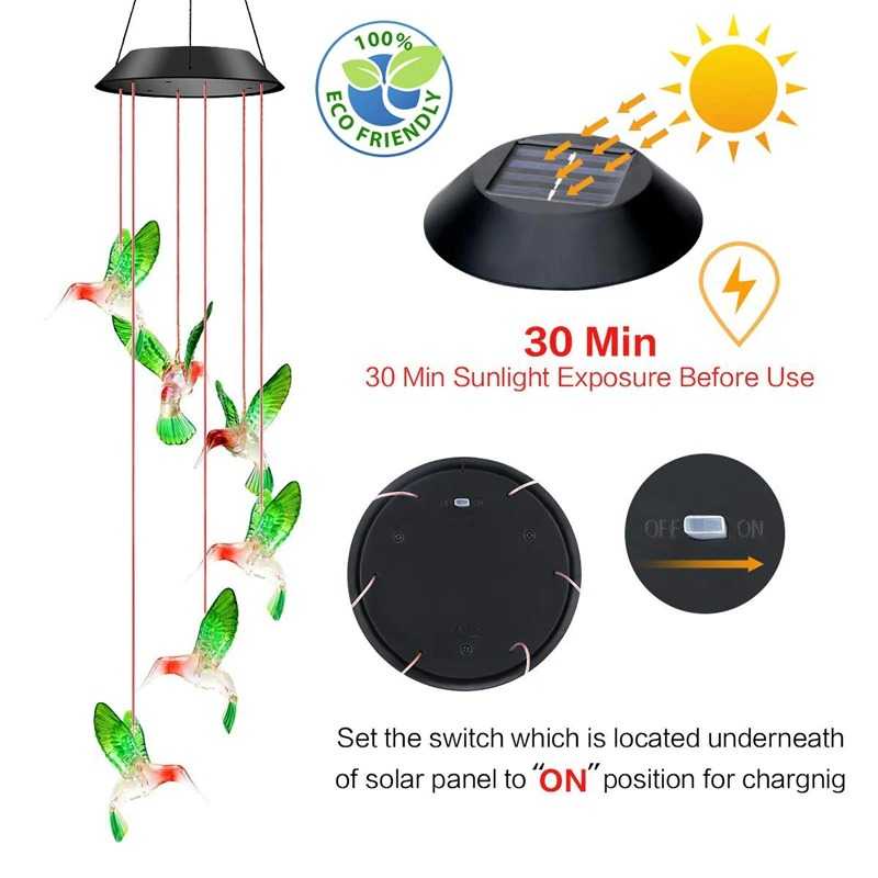 (BISA COD) FTIHSHP Hansoland Lampu Gantung Hias Outdoor Solar Power Waterproof Wind Chime - HOL1895