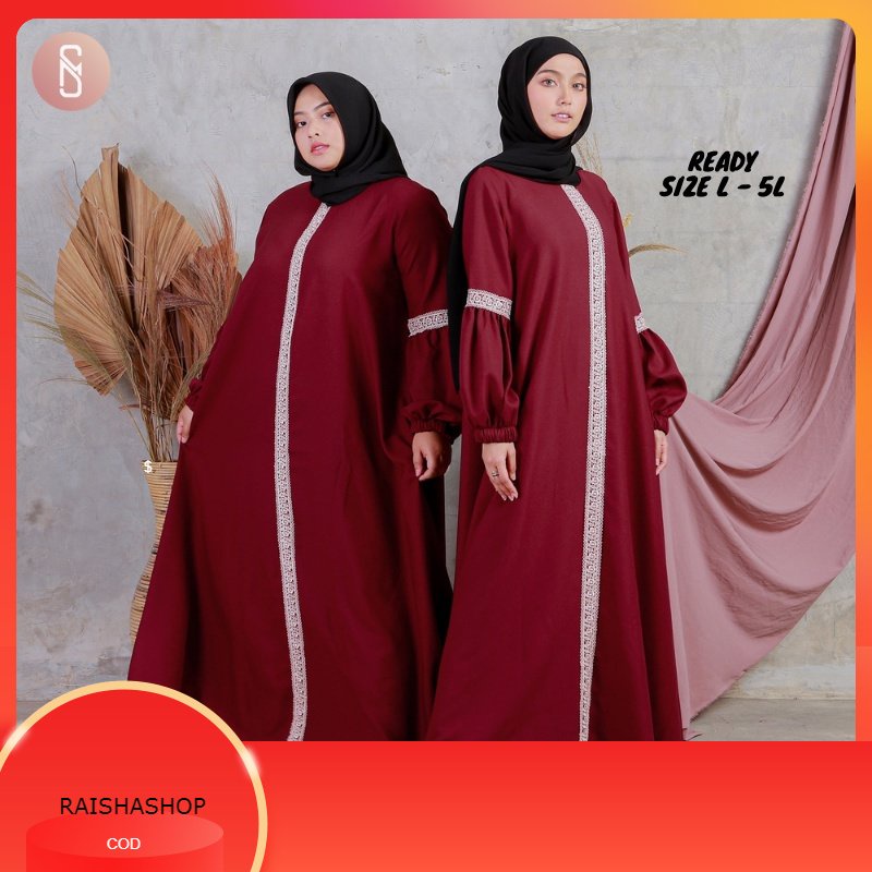 GAMIS LEBARAN Myshawl Taalea Premium Maroon Hitam Gamis Syar'i Jumbo Ld 140 130