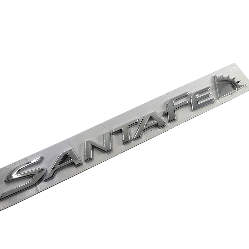 1x ABS Chrome SANTAFE Letter Logo Auto Trunk Lid Emblem Badge Stiker Decal Pengganti HYUNDAI SANTAFE