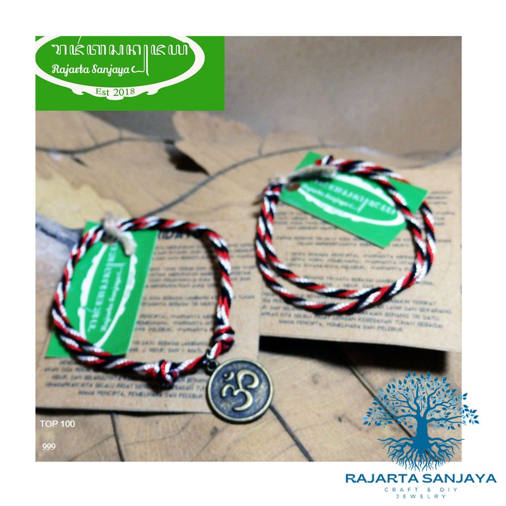 Gelang Tridatu Model Twist Bandul Omkara