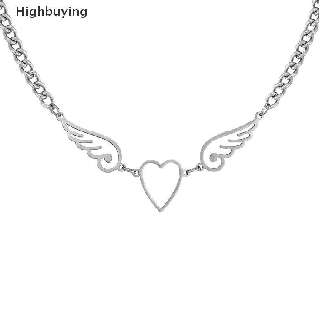 Hbid Kalung Rantai Liontin Hati Malaikat Choker Gothic Hollow Out Untuk Wanita Pria Glory