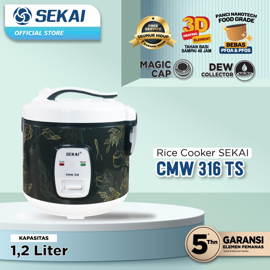 SEKAI Magic Com 1.2 Liter Rice Cooker Tahan Basi CMW 316TS / 317WS