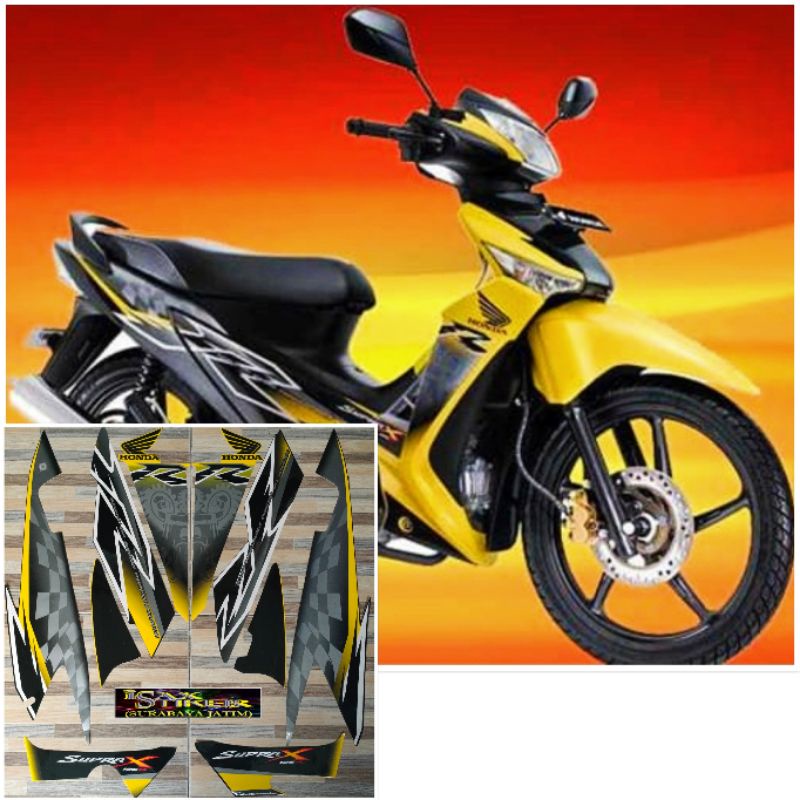 striping original Honda Supra X 125 R kuning hitam tahun 2008 2009