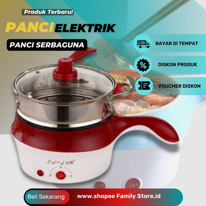 Panci Elektrik Serbaguna Pan Fry Panci Listrik Multifungsi Portable Low Watt Kukus Goreng Alat Masak