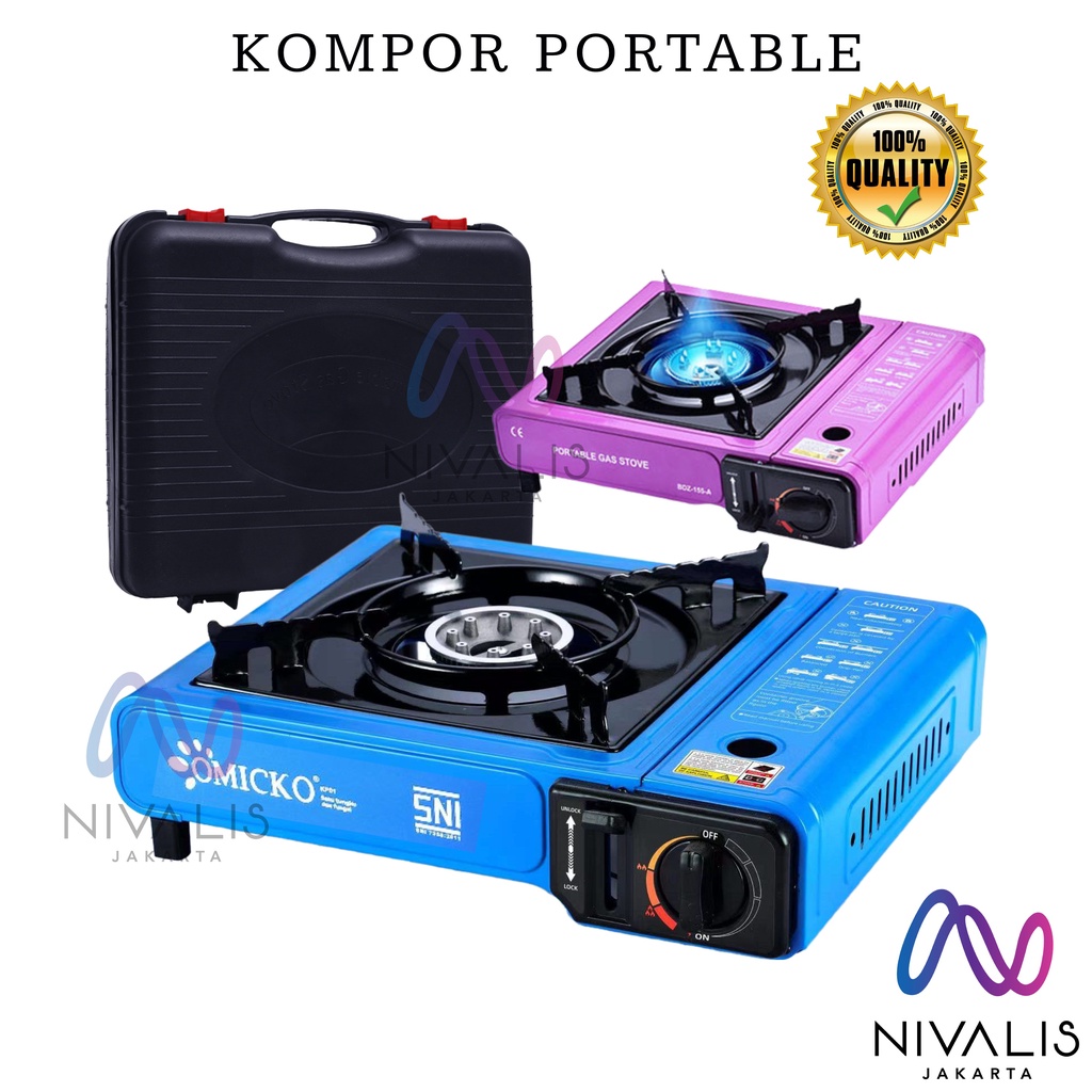 NIVALIS JAKARTA KOMPOR GAS PORTABLE 2IN1 SET BOX KOTAK HEMAT GAS KOMPOR GAS MINI 1 TUNGKU KOMPOR GAS