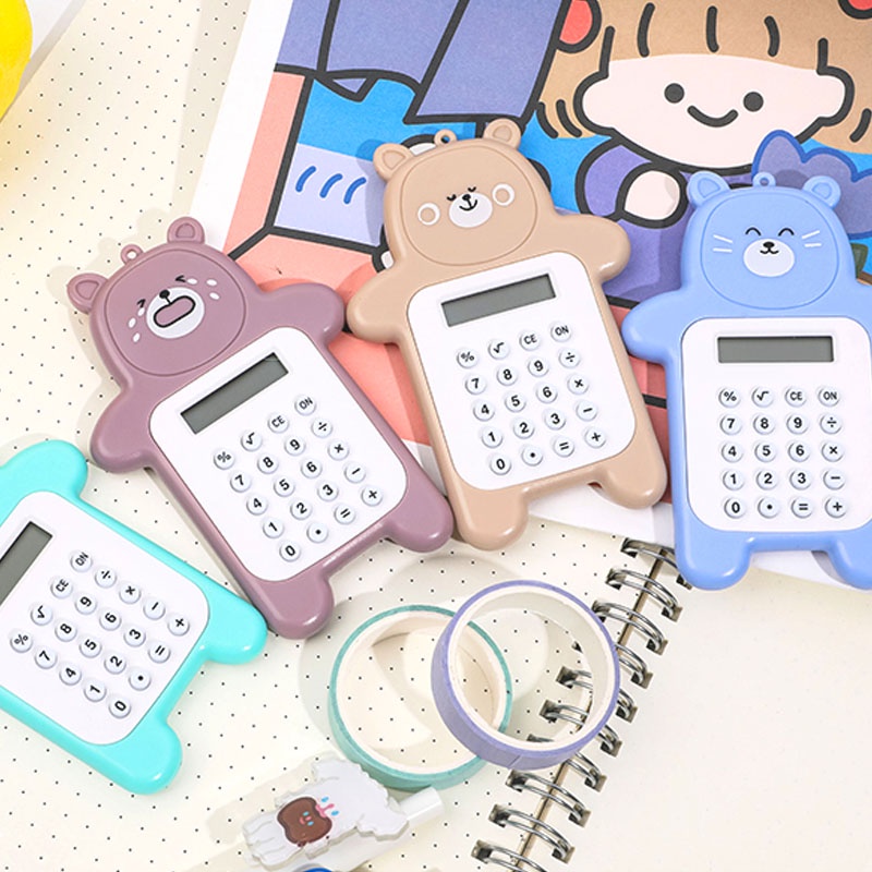 Mini Lucu Kartun Beruang Kalkulator Siswa Portable Kecil Digital Calculators