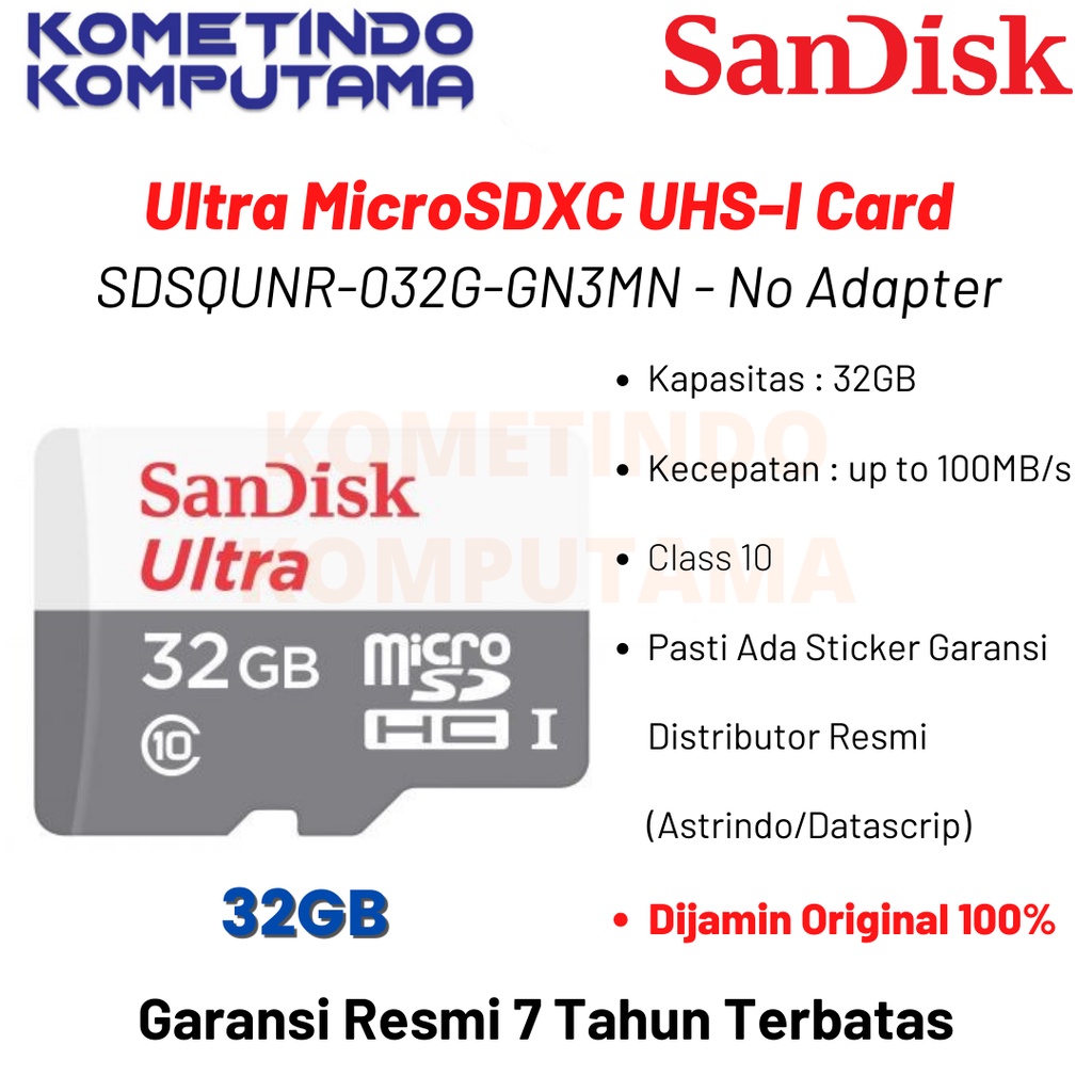 100MB/s R 32GB SANDISK ULTRA MICRO SDHC, SDSQUNR 32GB, C10, UHS-1,100MB/s R, 100% Original