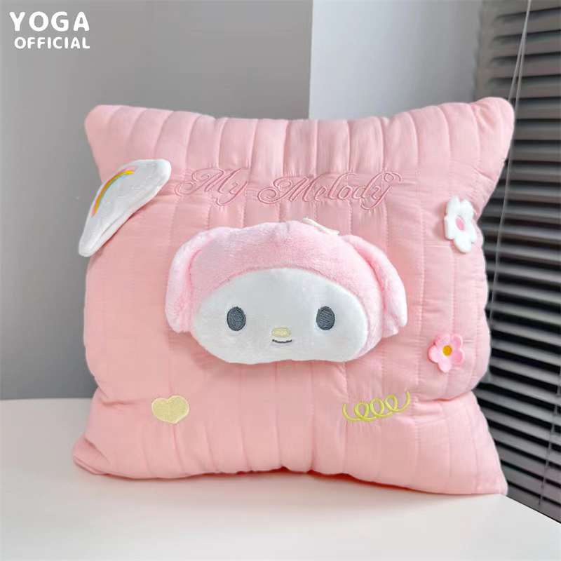 Bantal Boneka Karakter Sanrio Model Square Ada Penghangat Tangan Bahan Plush