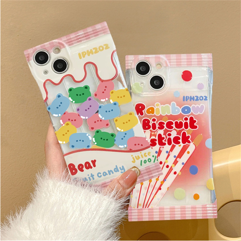 IPHONE Case Kompatibel Untuk Iphone14 14Pro 11 13 12 Pro MAX iPhone7 8plus 6s Plus XR 14Plus XS MAX Gummy bears Dan Pretz stick biscuit TPU Soft Phone Cover DGX