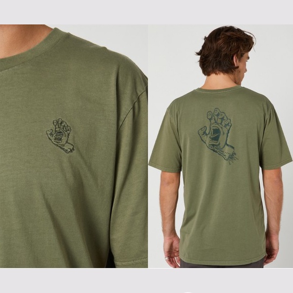 Santa Cruz Screaming Hand Mono Green Tee