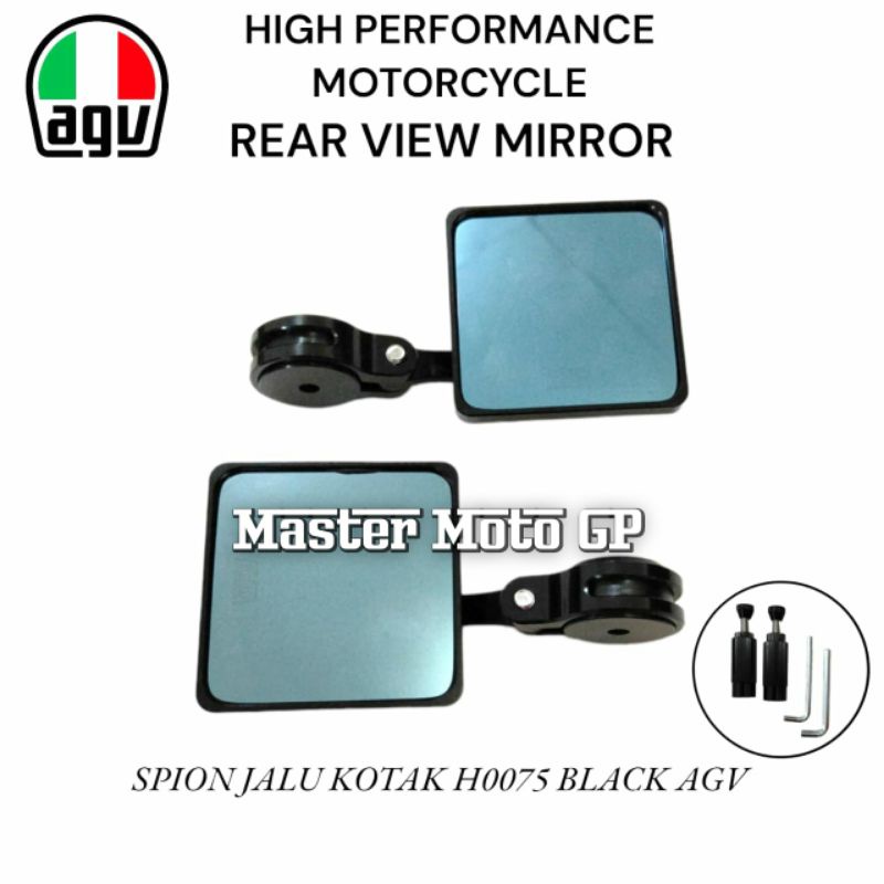 Spion jalu puig kotak AGV Original full cnc spion bar end H0075 kotak black AGV scoopy fazzio fazio fino vespa mio vario adv nmax pcx Piagio hiorno grand filano hybrid keeway shiny Genio Benelli