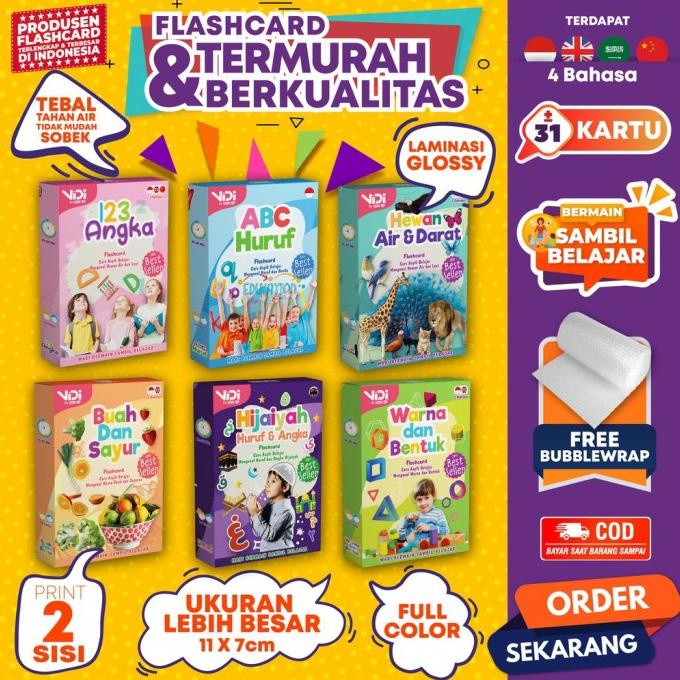 Flash Card Mainan Edukasi Vidi Flashcard Kartu Anak 2 3 4 5 6 Tahun