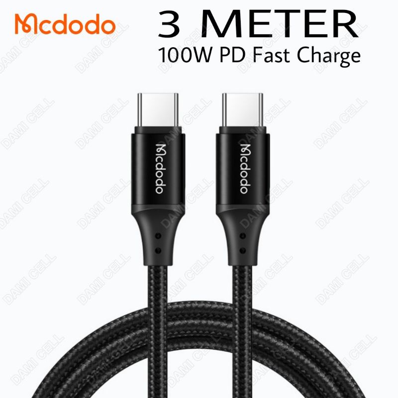 MCDODO KABEL DATA TYPE C TO TYPE C 3 METER 100W PD FAST CHARGE CA-2870