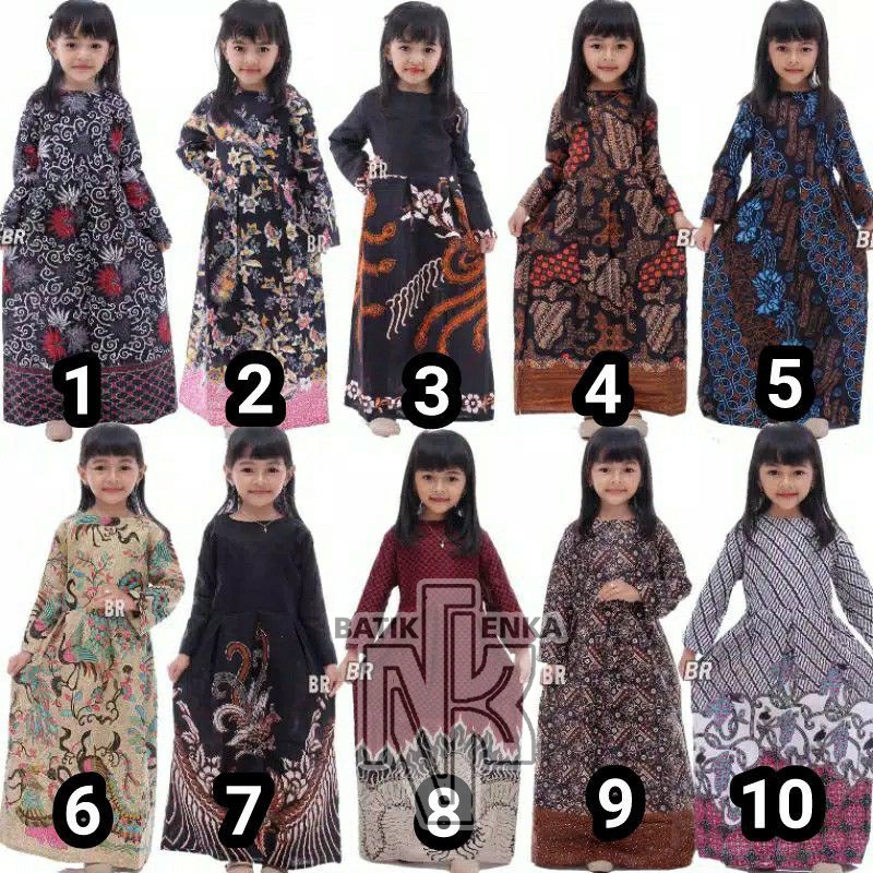 Gamis Batik Anak - Umur 3 sampai 8 tahun - gamis batik terbaru Pekalongan - bisa ecer dan grosir mot