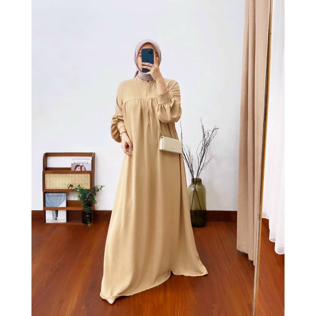 (MGA) GAMIS GLADYS LENGAN BALON DRESS WANITA BUSUI CRINCLE AIRFLOW