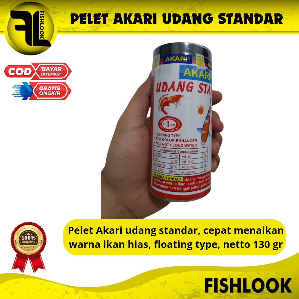 Akari Udang Standar Super Astaxanthin 40 Gram Pakan Ikan Predator Koi Koki Pakan Udang Rebon Kering