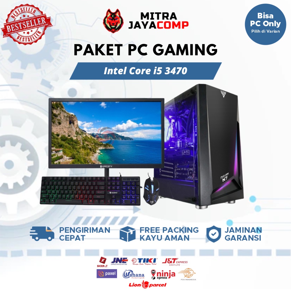 PC Gaming Fullset i5 3470 | RAM 8GB | HDD 500GB | GTX 750 TI 4GB DDR5 | Monitor 24 Inch Garansi 1 Tahun komputer full set desktop pc rakitan murah