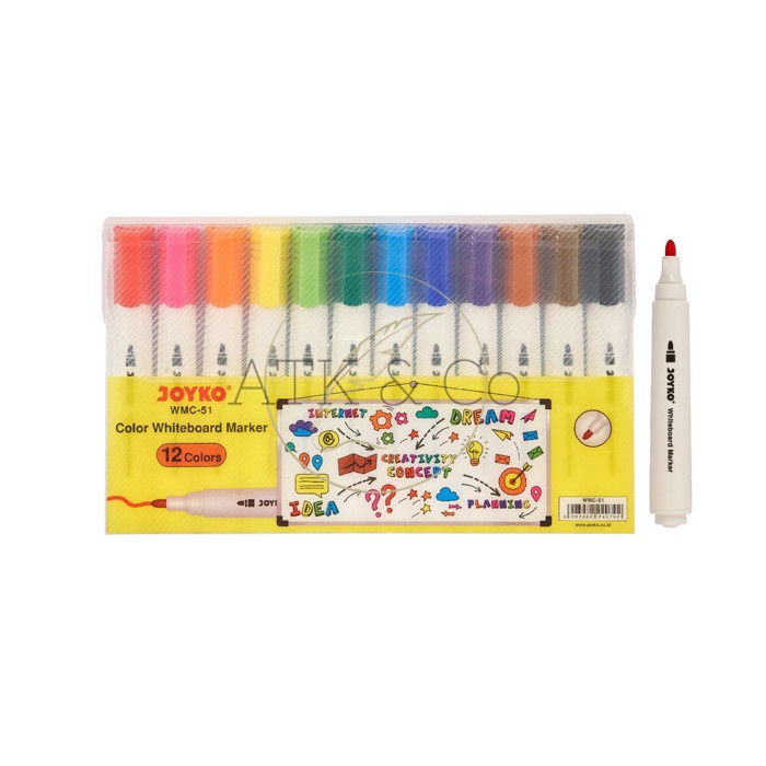 

BISA COD Spidol Whiteboard 12 Warna Joyko WMC-51 - Spidol Whiteboard Joyko