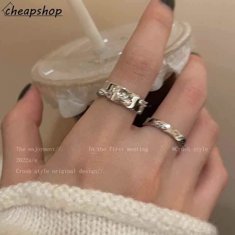 IFYOU Fashion Zirkon Cincin Perak Cincin Jari Terbuka Keren Untuk Pecinta Aksesoris Perhiasan Fashion