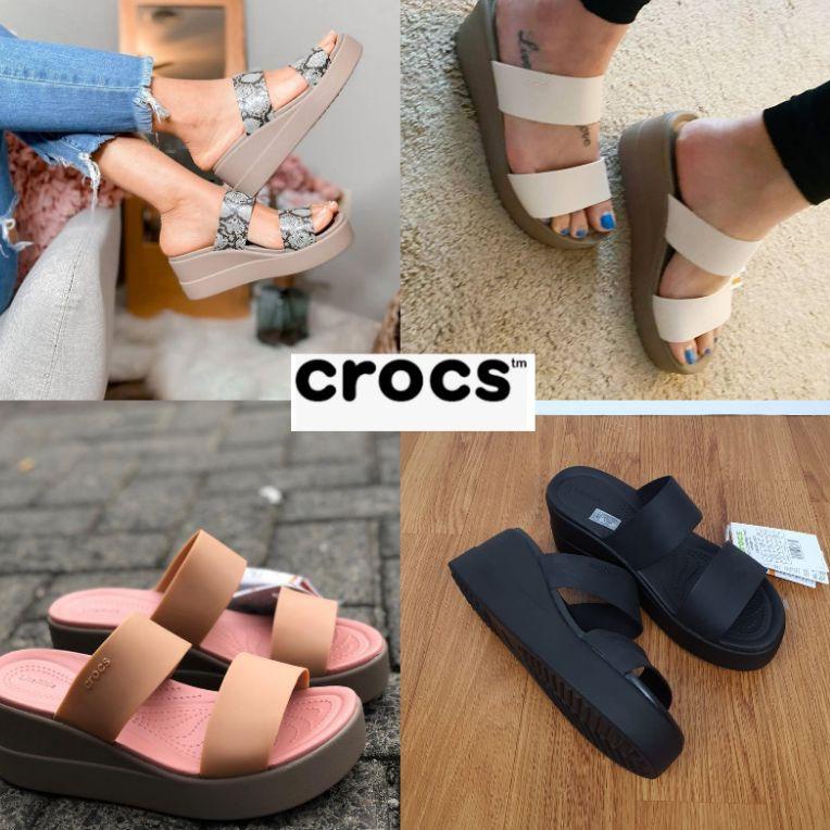 Ready Sandal crocs Wanita / Crocs Literide Brooklyn mid Wedges / Crocs Broklyn / Sandal wedges