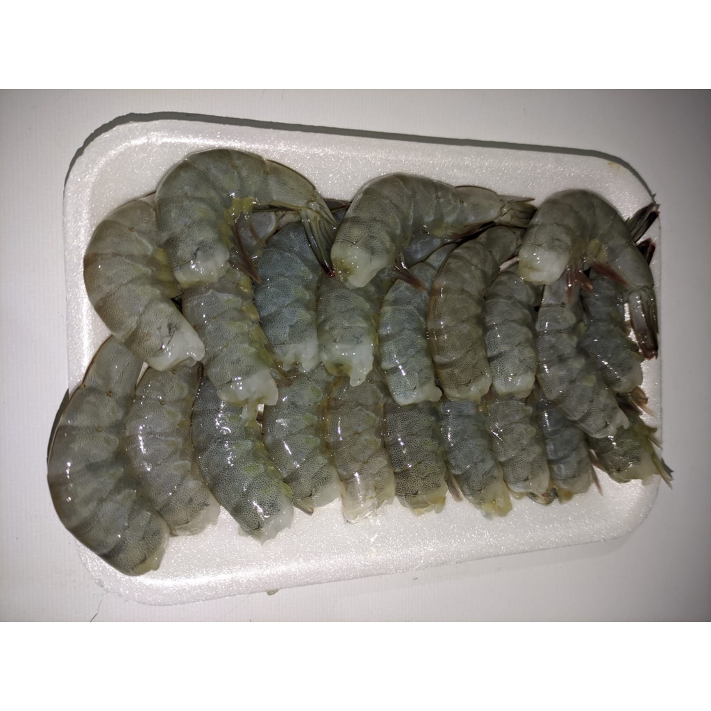 

Udang Vaname segar / beku potong kepala ukuran sedang (200 gr)