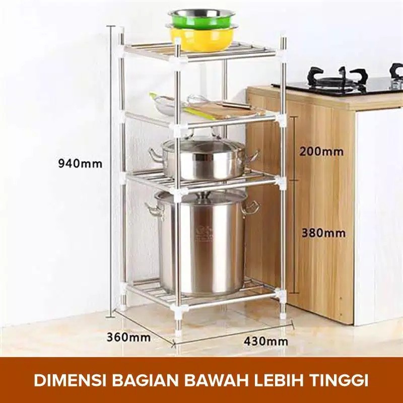 RAK DAPUR PANCI STAINLESS STEEL / RAK PENYIMPANAN / RAK KAMAR MANDI / RAK SERBAGUNA