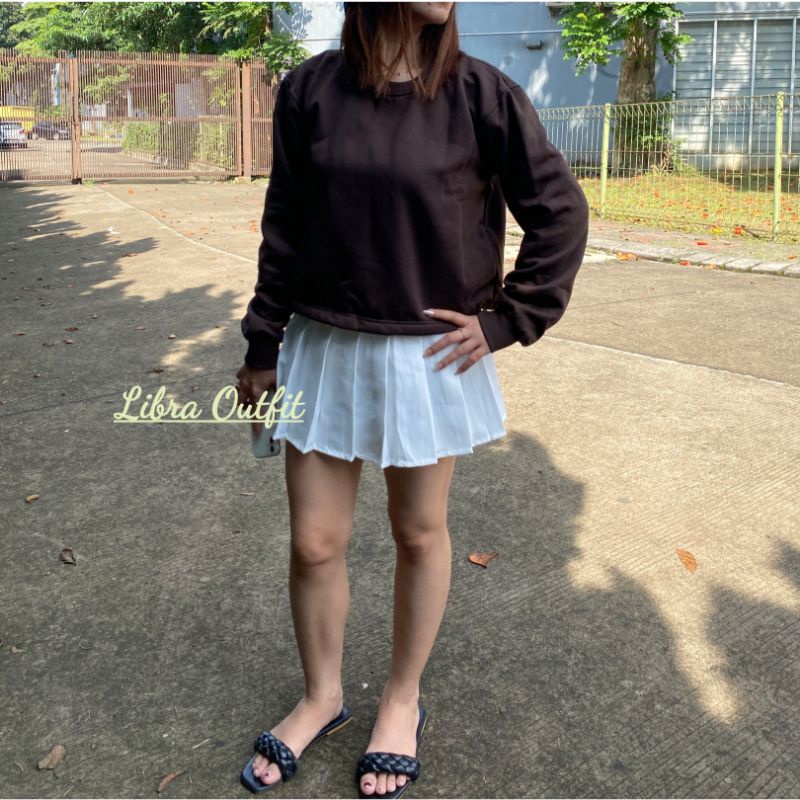 Sweater Crop Crewneck Wanita Switer Crop Wanita Korea Style by Libra