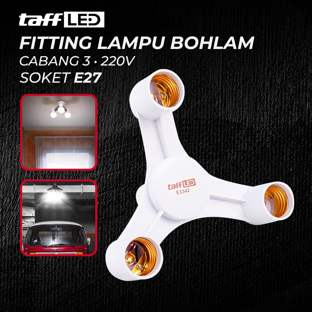 Fitting E27 Cabang 3 Lampu Bohlam Studio - 7RLL2SWH - White