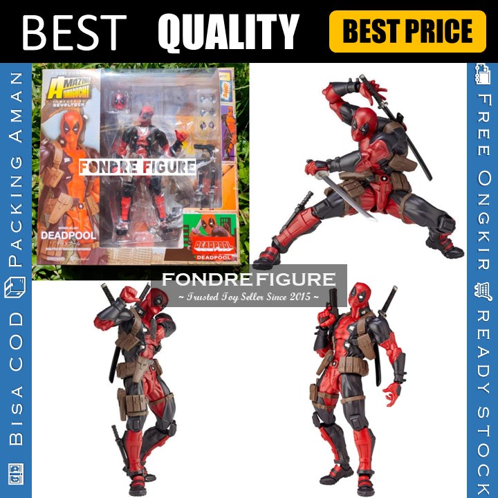 REVOLTECH DEADPOOL DEAD POOL KAIYODO AMAZING YAMAGUCHI NO 001 MARVEL MAINAN ANAK ACTION FIGURE KWS