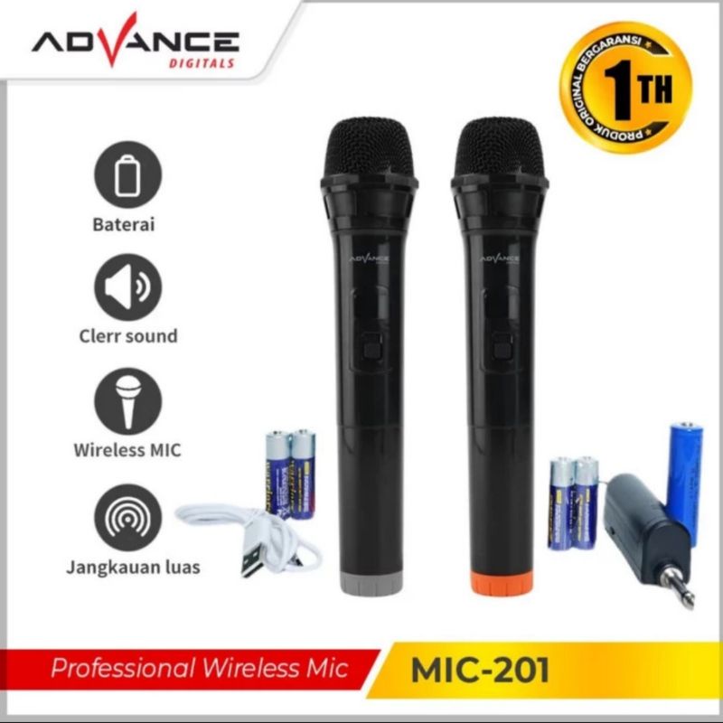 Mic Advance MIC 201 Wireless Mic201 Microphone Advance Double Mic 201
