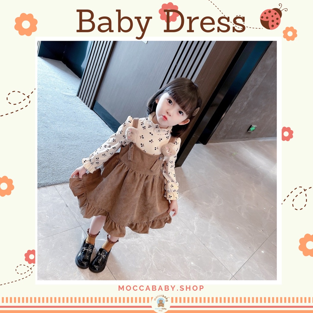 MBSS - DRESS BEAR COURDORAY SHN EBV Baju Dress Anak Perempuan Import Dress Bayi Cewek 0-5 Tahun Gaun Bayi