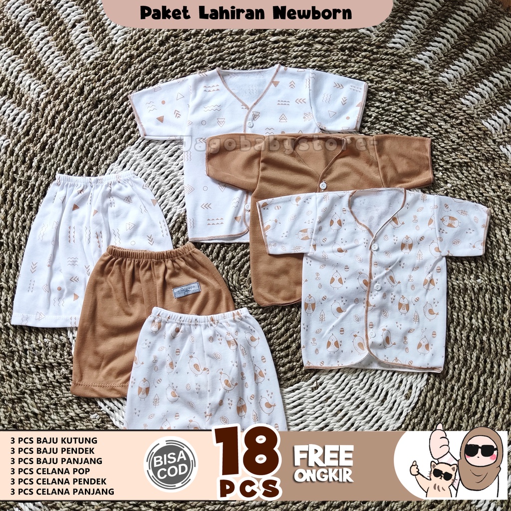 18 Pcs Paket Lahiran Best Seller warna Coklat Susu Unisex baby Newborn