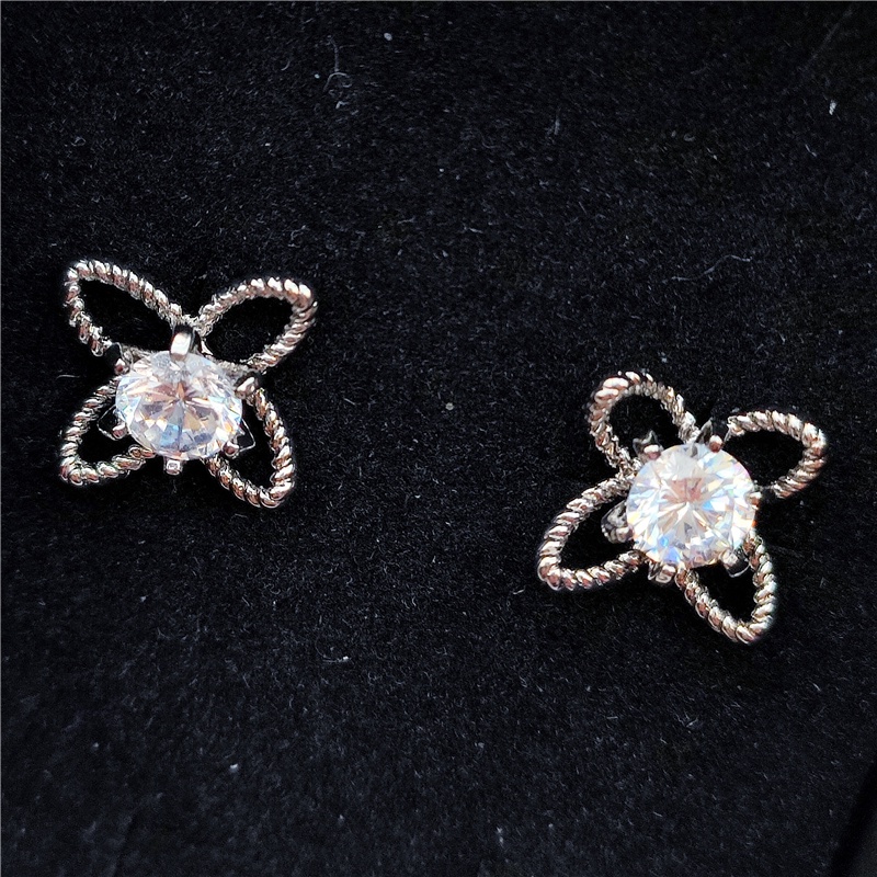 S925 Perak Anting Bunga Bor Anting Indah Elegan Gaya Mulia Pesta Hadiah Ulang Tahun Aksesoris Fashion