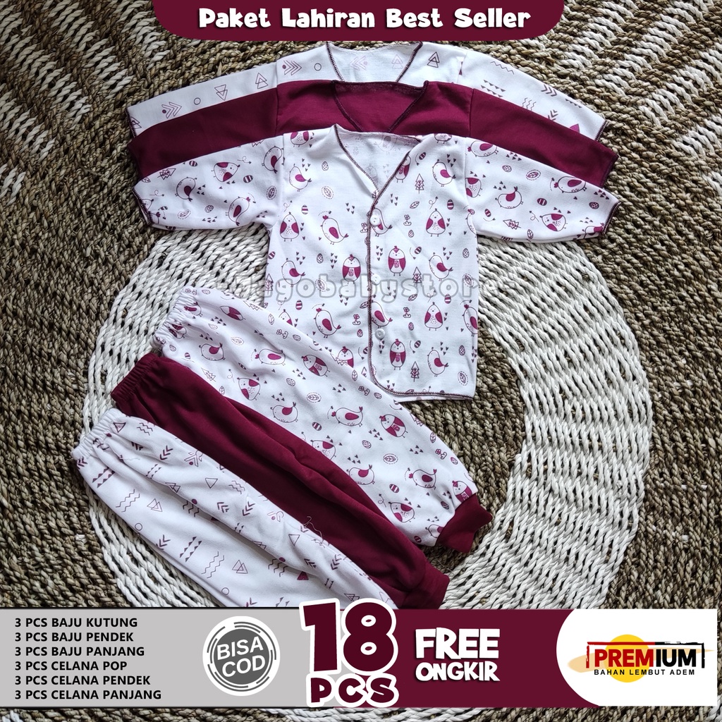 18 Pcs Paket Lahiran Baby Newborn Unisex Merah Maron Best Seller