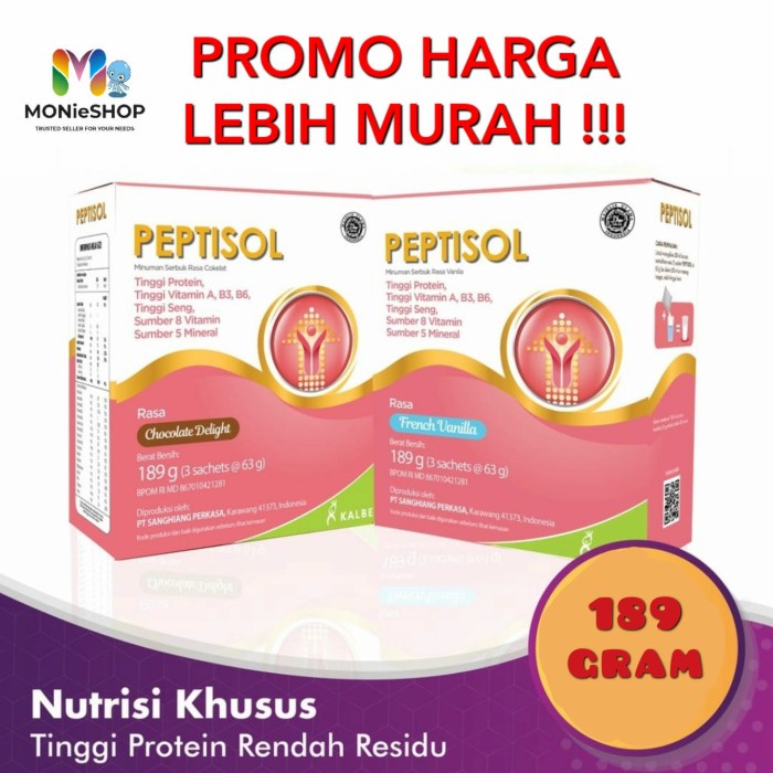 

[ COD ] Peptisol 185gr Coklat vanila / susu nutrisi - Vanila 189gr