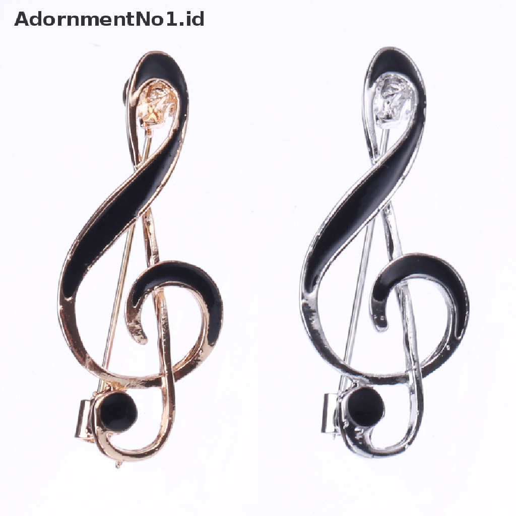 [AdornmentNo1] Bros Bentuk Nota Musik Sederhana Warna Emas Silver Enamel Bros Kerah Pin [ID]