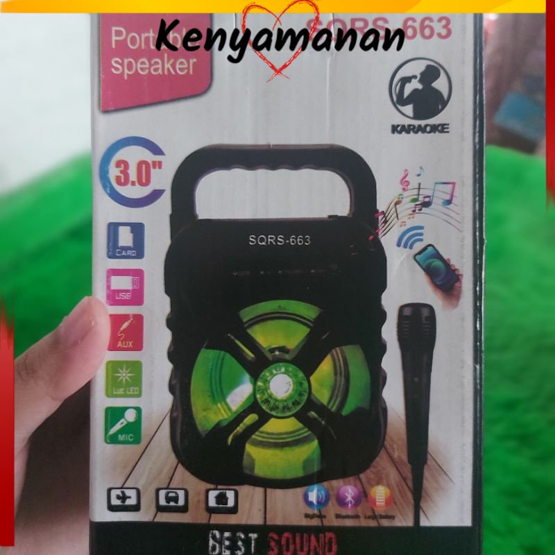 COD (300GR) SPEAKER BLUETOOTH SQRS-663 FREE MIC MICHROPHONE MICROPON MIKROPON BLUETUT SQRS663  SQRS 