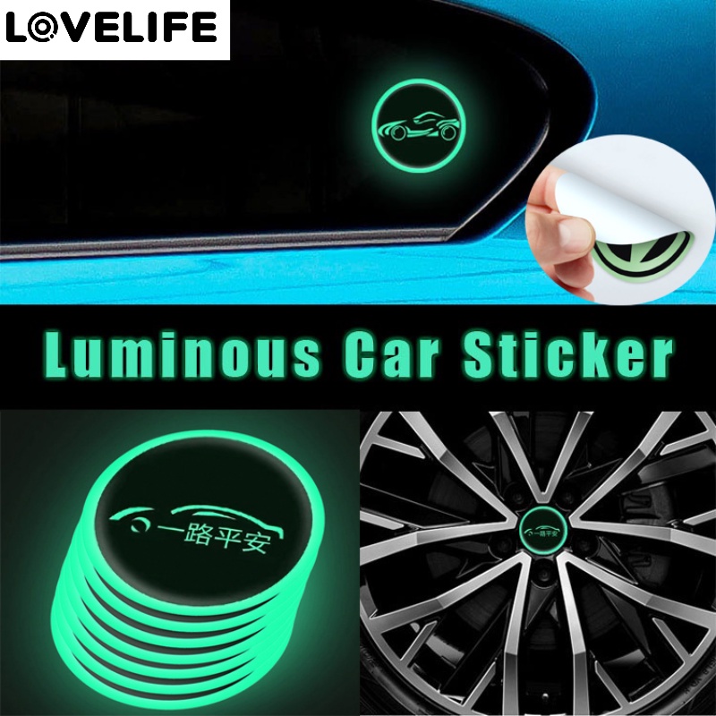 Pvc Safety Sign Sticker Mobil Luminous Dekorasi Sticker Lampu Malam Roda Stiker Mobil Motor Luminous Dekorasi Aksesoris Eksterior Mobil