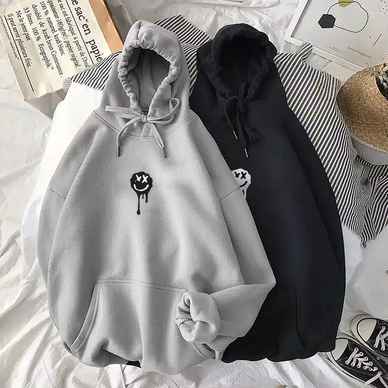 Parisdivarious Sweater Hoodie Jemper Smile XX Cair Bahan Fleece Size S - XXL (Pria &amp; Wanita)