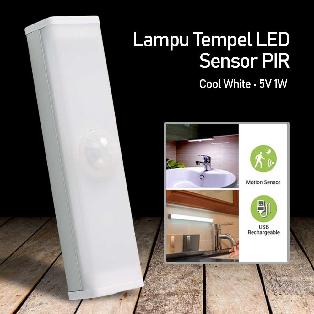 (BISA COD) FTIHSHP Plutus Lampu Tempel LED Sensor PIR Cool White USB Recharge 5V 1W - Y191